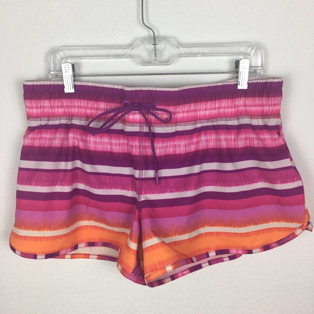 Lands' End Pink & Purple Stripe Running Shorts siz